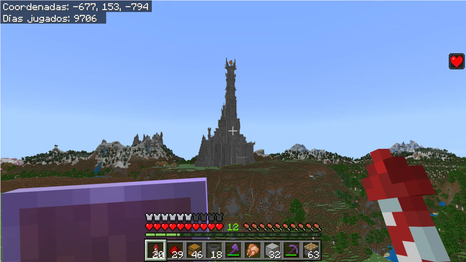 Barad Dur de LOTR · in Mundo Forever · Minecraft Bedrock 26.45 · day 9700