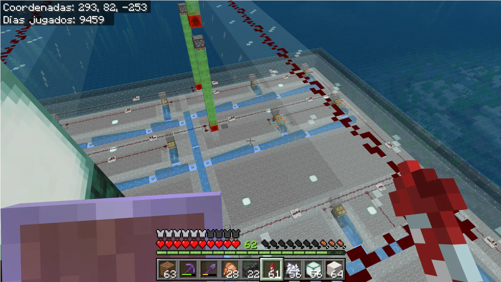 Granja de Guardianes y vaciado de monumento oceanico · in Mundo Forever · Minecraft Bedrock 26.45 · day 4652